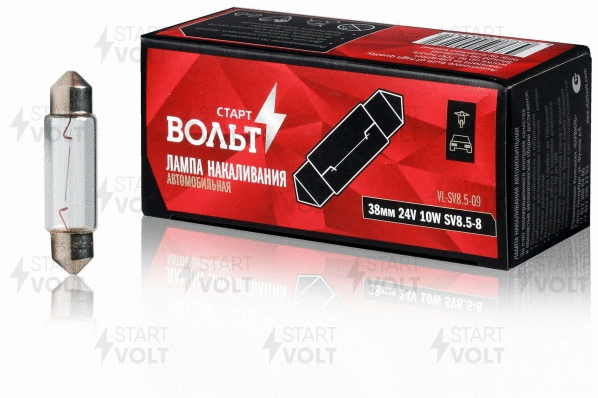 Лампа розжарювання 24V C10W 10W T11x38 SV8.5-8 (38мм) салон (кратно 10) StartVOLT