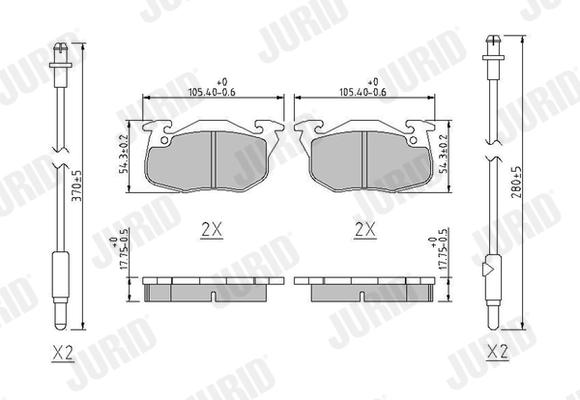 JURID CITROEN Тормозные колодки передние ZX 91-,Peugeot,Renault Clio