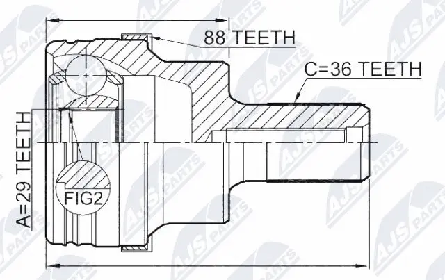 ШАРНІР РІВНИХ КУТОВИХ ШВИДКОСТЕЙ | FORD KUGA 08-12, VOLVO S60 II 10-, S80 II 07-16, V60 10-, V70 III 08-16, XC60 09-, XC70 II -7-, XC90 03-14 /ЗАД/
