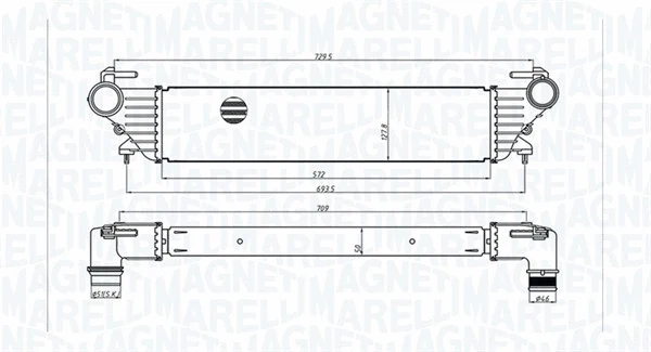 MAGNETI MARELLI FIAT Інтеркулер 500L 0.9, 1.3, 1.4 12-, TIPO 1.3, 1.4 16-