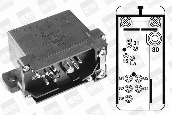 GR049 BERU Контролер/реле свічок накалу MERCEDES 190 (W201), G (W461), T1 (601), T1 (601, 611), T1 (602), T1 (B601), T1 (B602), V (638/2), VITO (W638)  SSANGYONG MUSSO 2.3D-2.9D 02.88-07.03