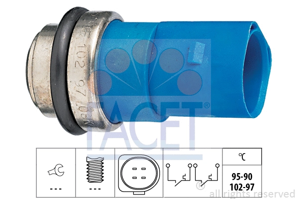 75692 FACET Датчик вмикання вентилятора (синій) AUDI A4/A6/VW Passat 1.4-2.8 96-05 (7.5692) Facet