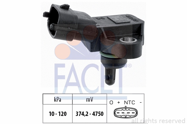 103180 FACET Датчик тиску наддуву (MAP) Hyundai Accent, Elantra, i30 (07-)/KIA Ceed, Cerato, Optima (09-) 1.4-1.6 Mpi, Gdi, CVVT (10.3180) Facet