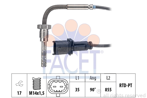 220138 FACET Датчик температури відпрацьованих газів Alfa Romeo 159 1.9 (05-11) (22.0138) Facet
