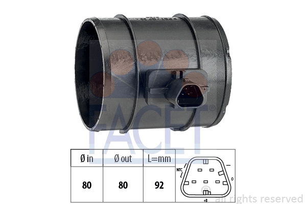 101438 FACET Витратомір повітря Chevrolet Cruze (J300) (08-16), Orlando (11-18)/Opel Astra J (09-15) (10.1438) Facet