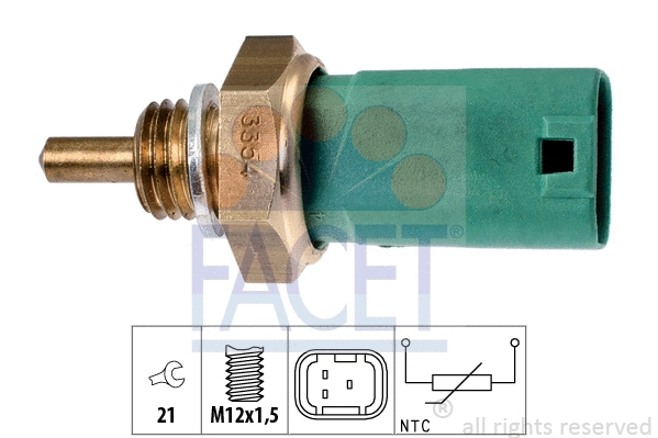 73354 FACET Датчик температури охолоджуючої рідини Clio (05-)/Modus (04-) 1.2 16V (7.3354) Facet