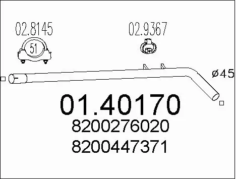 0140170 MTS Труба вихлопного газу