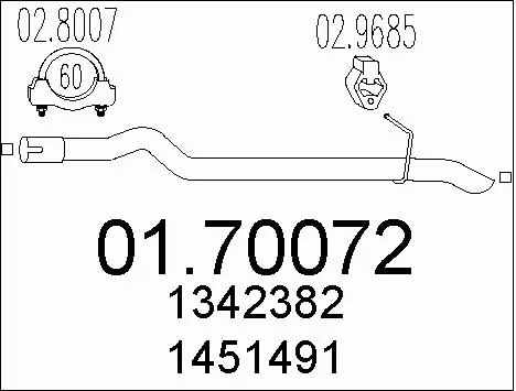 0170072 MTS Труба вихлопного газу