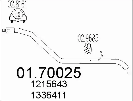0170025 MTS Труба вихлопного газу