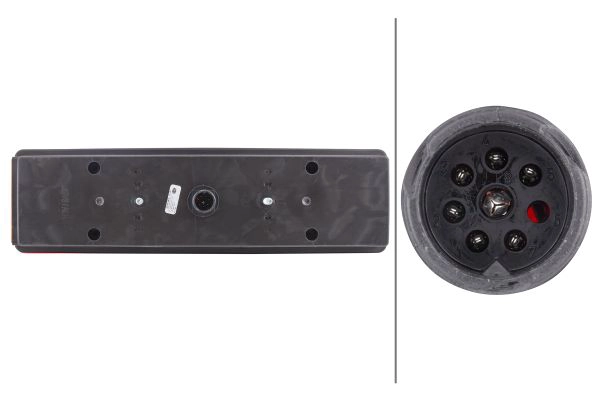 2VP008204081 HELLA Ліхтар задній Прав (P21W/R5W, 12/24В, з індикатором, світло протитуманних фар, світло заднього ходу, із стоп-сигналом, паркувальні вогні) MERCEDES ATEGO, VARIO, VARIO (B667, B670, B668) 09.96-