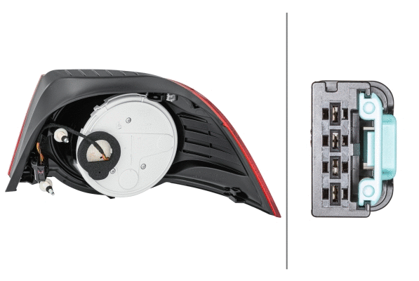 2VA009246131 HELLA Ліхтар задній Лів (зовнішн, LED, колір повороту білий, колір скла прозорий/червон) VW EOS 03.06-01.11