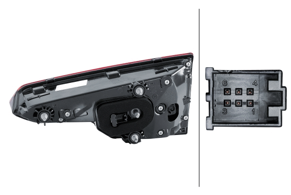 2SV012247071 HELLA Ліхтар задній Лів (внутрішня частина, LED, колір повороту білий, колір скла червон, світло протитуманних фар, світло заднього ходу) AUDI A4 B9 Седан 05.15-