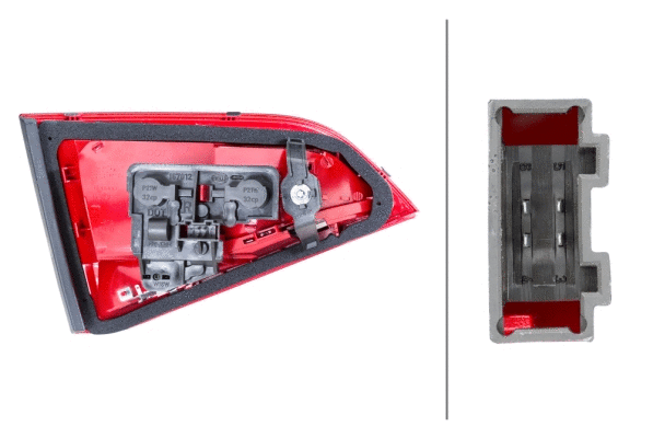 2TZ009687111 HELLA Ліхтар задній лів (внутрішня частина, P21W/W16W, колір скла червон/прозора, світло протитуманних фар, світло заднього ходу) AUDI A4 B8 Седан 11.07-10.11