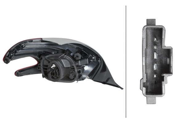 2SK354834011 HELLA Ліхтар задній Лів (LED/P21W, колір повороту помаранчевий, колір скла червон/прозора, світло заднього ходу) PEUGEOT 208 I Ліфтбек 03.12-12.19