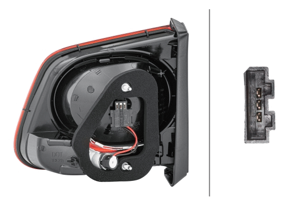 2SA009692091 HELLA Ліхтар задній Лів (внутрішня частина, H21W/W5W, колір скла білий/червон, світло протитуманних фар) VW TIGUAN I 09.07-04.11