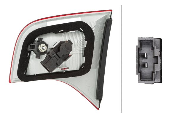 2SA965038031 HELLA Ліхтар задній Лів (внутрішня частина, P21W, колір скла червон, світло протитуманних фар) AUDI A4 B7 Седан 11.04-06.08