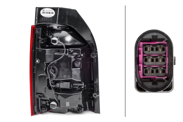 2SK012337081 HELLA Ліхтар задній прав (LED, колір скла сірий/червон, світло протитуманних фар, світло заднього ходу, версія з кришкою багажника  з одними задніми дверима) VW TRANSPORTER T6 04.15-02.19