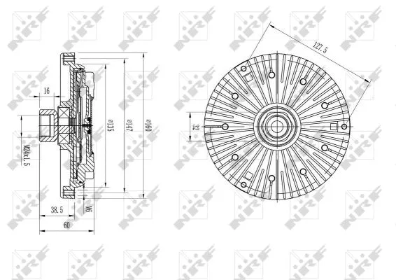 49589 NRF Віскомуфта вентилятора охолодження BMW 3 (E46), 7 (E65, E66, E67), X5 (E53) 3.0D 06.02-08.08