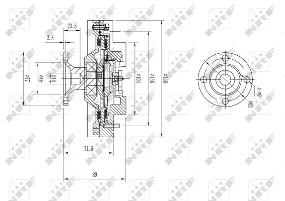 49598 NRF Віскомуфта вентилятора охолодження TOYOTA DYNA 150, HIACE IV, HILUX VI, LAND CRUISER 2.4D/2.8D/3.4D 11.84-04.05