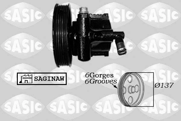 7076012 SASIC Насос гідропідсилювача керма (новий) OPEL ASTRA F, VECTRA A 1.4-2.0 09.88-09.98