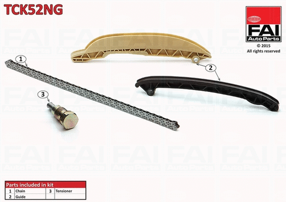 TCK52NG FAI AutoParts К-кт ланцюга ГРМ (ланцюг+2направл.+натяжник) Ford Fiesta 1.3 01-/KA 1.6 02-
