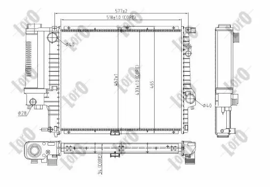 0040170003 ABAKUS Радиатор двигателя