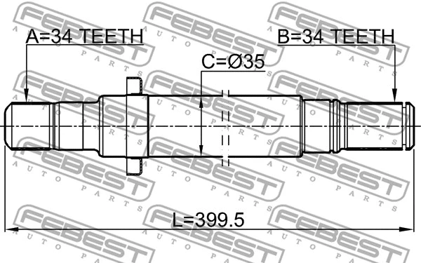 1812ZAFCRH FEBEST піввісь права 34x400x34