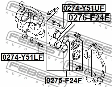 0274Y51LF FEBEST ВТУЛКА НАПРАВЛЯЮЩАЯ СУППОРТА ТОРМОЗНОГО ПЕРЕДНЕГО (INFINITI M35/45 (Y50) 2004-) FEBEST