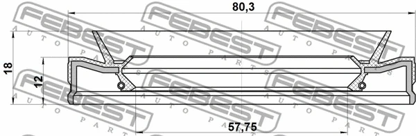 95HEY59801218R FEBEST Сальник приводу NISSAN, INFINITI 57.75X80.3X12X18 (FEBEST)