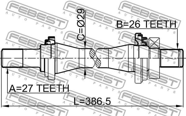 1212TUC FEBEST піввісь права 27x386x26