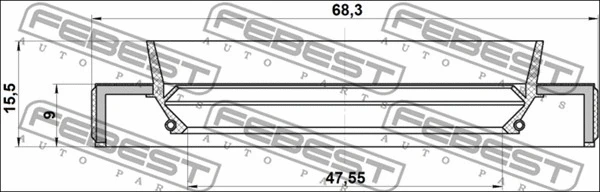 95HBY49680915L FEBEST Сальник піввісі 49x68x9x15.5 Rav 4/Corolla/Camry 00-