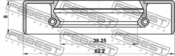 95GBY40620808C FEBEST Сальник приводу 38.25x62.2x8x8 COROLLA/COROLLA 1.3-1.8 92-03