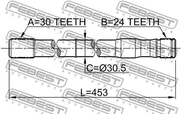 0112LC80RH FEBEST Піввісь 30X453X24 (TOYOTA LAND CRUISER 80 FZJ80/HDJ81/HZJ80 1990-2001) FEBEST