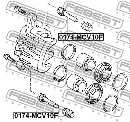 0174MCV10F FEBEST ВТУЛКА НАПРАВЛЯЮЩАЯ СУППОРТА ТОРМОЗНОГО ПЕРЕДНЕГО (TOYOTA CAMRY ACV3#/MCV3# 2001-2006) FEBEST