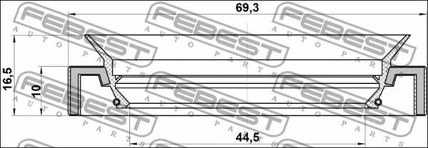 95HAS46691016C FEBEST Сальник піввісі 46x69x10x16.5 Land Cruiser 100 98-