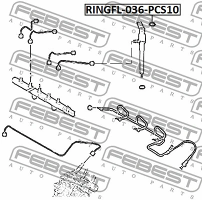 RINGFL036PCS10 FEBEST кільце ущільнювач форсунки уприскування палива (10 шт. в упаковці)