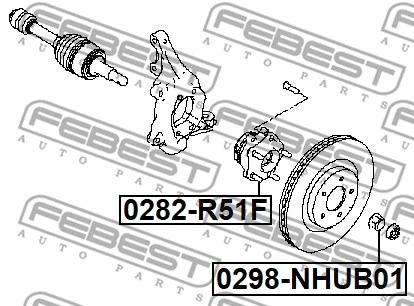 0298NHUB01 FEBEST Гайка більше М12  (з чорного металу)