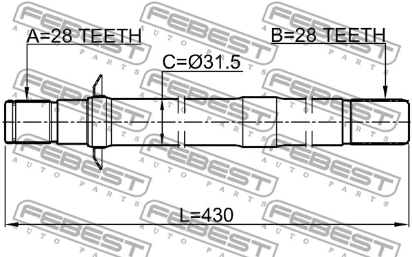 2212SORRH FEBEST піввісь права 28x429x28
