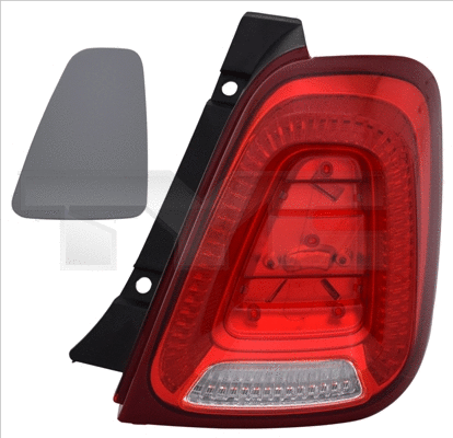 1114114012 TYC Rear lamp L (glass colour red) fits: FIAT 500 08.15-