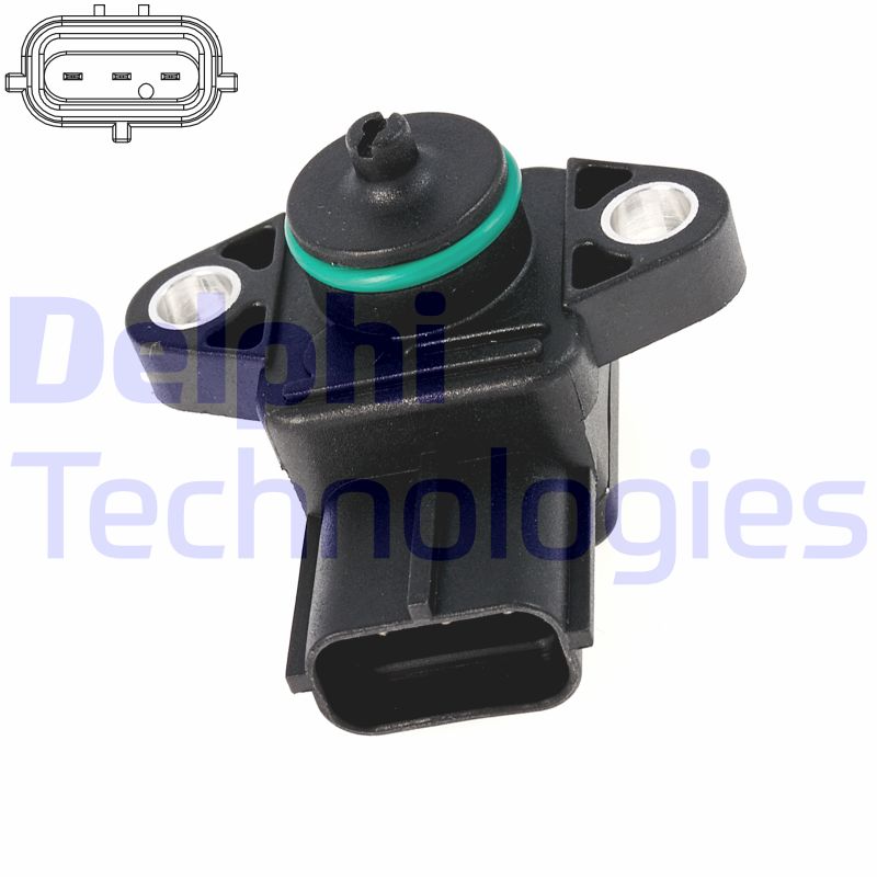 PS2008512B1 DELPHI Датчик тиску у впускному колекторі (3 pin) FIAT SEDICI  SUZUKI ALTO IV, ALTO V, GRAND VITARA I, GRAND VITARA II, IGNIS I, IGNIS II, JIMNY, LIANA, SWIFT III, SX4, WAGON R, WAGON R+ 1.0-2.7 09.94-