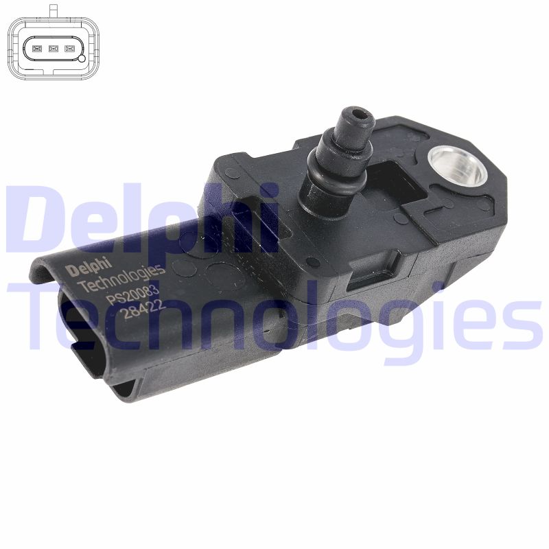 PS2008312B1 DELPHI Датчик тиску у впускному колекторі (3 pin) DS DS 3, DS 4  CITROEN BERLINGO MULTISPACE, C3 AIRCROSS I, C3 AIRCROSS II, C3 II, C3 III, C3 PICASSO, C4 CACTUS, C4 GRAND PICASSO II, C4 II 1.2 01.13-