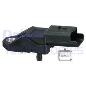 PS10180 DELPHI Датчик тиску у впускному колекторі (3 pin) DS DS 3  CITROEN C3 II, C5 II, C5 III, C6, C8, C-CROSSER, C-CROSSER ENTERPRISE, DS3  FIAT ULYSSE  FORD B-MAX, FIESTA VI 1.4D/1.5D/2.2D 06.02-