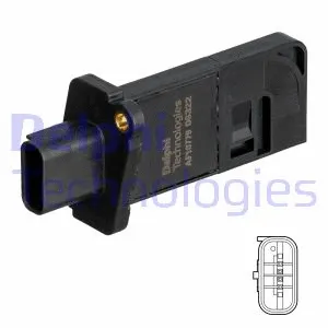 AF1077912B1 DELPHI Витратомір повітря (4 pin, картрідж) FORD FOCUS IV, KUGA III, PUMA, TOURNEO CONNECT V408 NADWOZIE WIELKO, TRANSIT CONNECT, TRANSIT CONNECT V408, TRANSIT COURIER V769 1.5D 01.18-