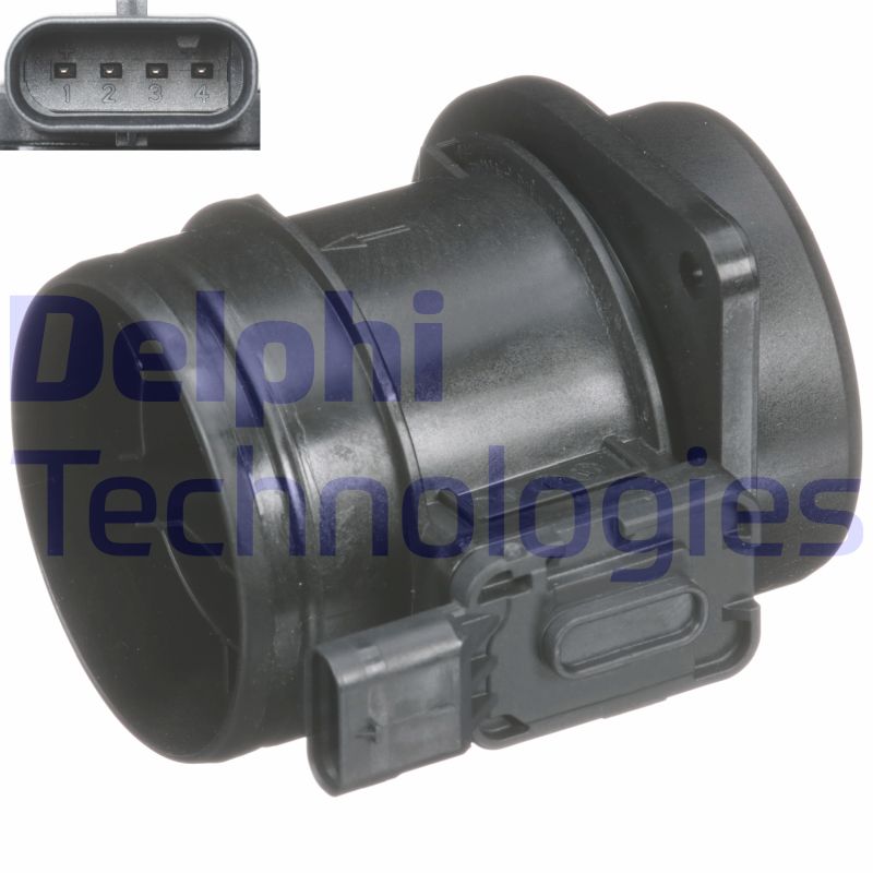 AF1065612B1 DELPHI Витратомір повітря (4 pin, модуль) AUDI A1, A3, A4 B9, A5, Q2, TT  CUPRA FORMENTOR  SEAT ARONA, ATECA, IBIZA IV, IBIZA IV SC, IBIZA IV ST, IBIZA V, LEON, LEON SC, LEON ST, TARRACO 0.8DH-2.0H 07.08-
